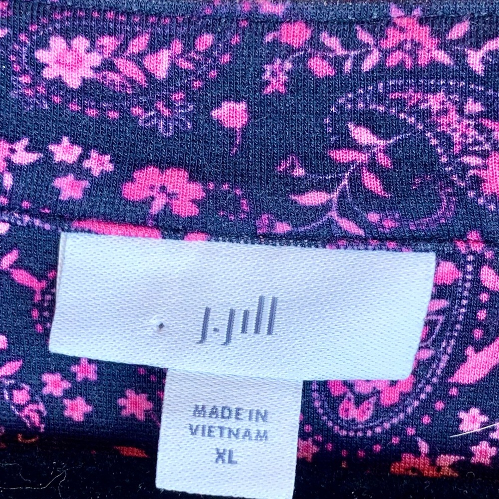 J. Jill Versatile V-Neck Dress A-Line Button Front Paisley Pink Midi Tie - Picture 11 of 16